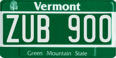 VT license plate ZUB900