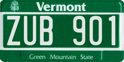 VT license plate ZUB901