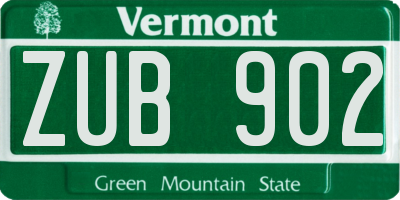 VT license plate ZUB902