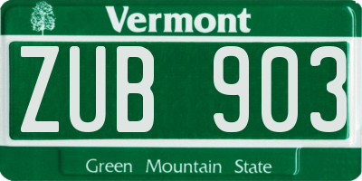 VT license plate ZUB903