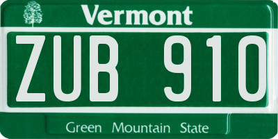 VT license plate ZUB910