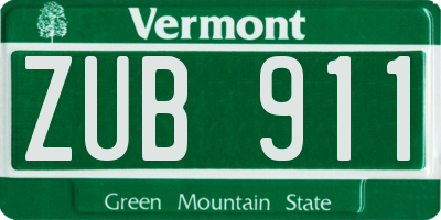 VT license plate ZUB911