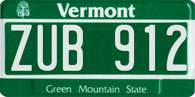 VT license plate ZUB912