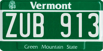 VT license plate ZUB913