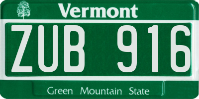 VT license plate ZUB916