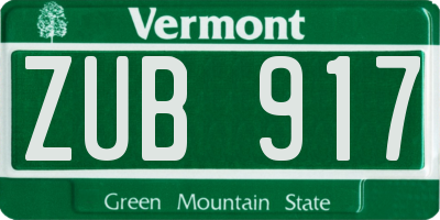 VT license plate ZUB917