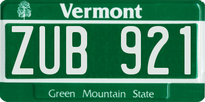 VT license plate ZUB921