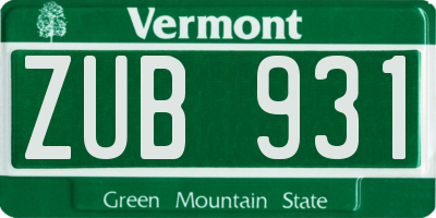 VT license plate ZUB931