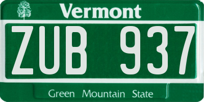 VT license plate ZUB937