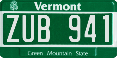 VT license plate ZUB941