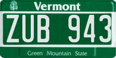 VT license plate ZUB943