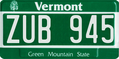 VT license plate ZUB945