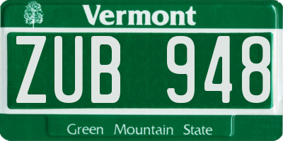 VT license plate ZUB948