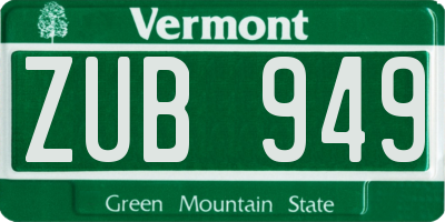 VT license plate ZUB949