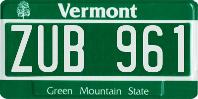 VT license plate ZUB961