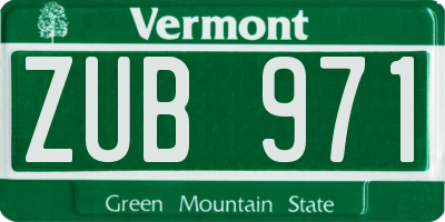 VT license plate ZUB971