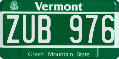 VT license plate ZUB976