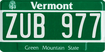VT license plate ZUB977