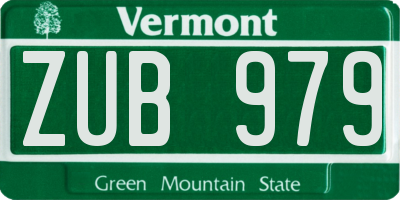 VT license plate ZUB979