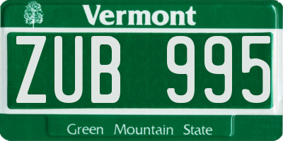 VT license plate ZUB995