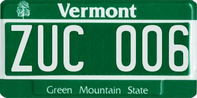 VT license plate ZUC006
