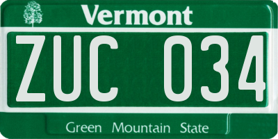 VT license plate ZUC034