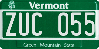 VT license plate ZUC055