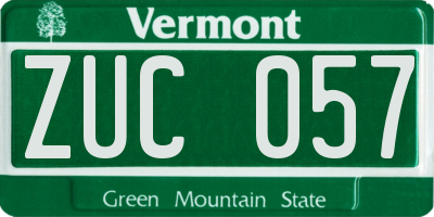 VT license plate ZUC057