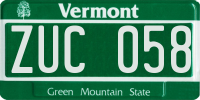 VT license plate ZUC058