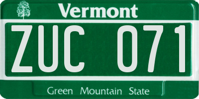VT license plate ZUC071