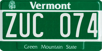VT license plate ZUC074