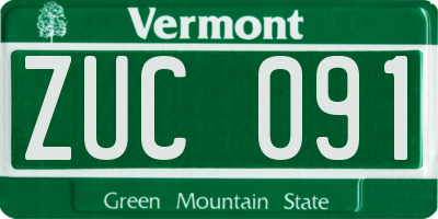 VT license plate ZUC091