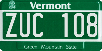 VT license plate ZUC108