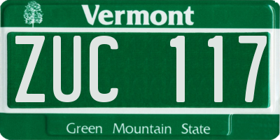 VT license plate ZUC117