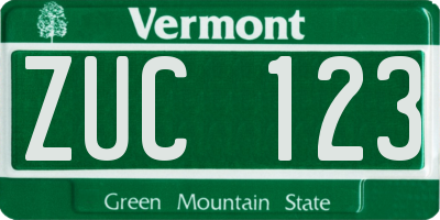 VT license plate ZUC123