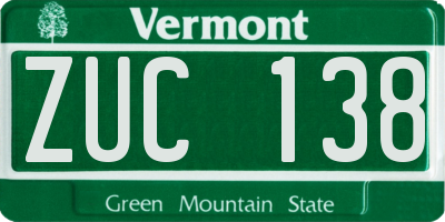 VT license plate ZUC138