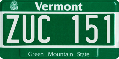 VT license plate ZUC151