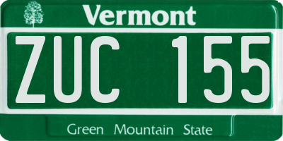 VT license plate ZUC155