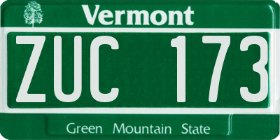VT license plate ZUC173