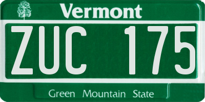 VT license plate ZUC175