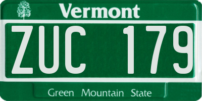 VT license plate ZUC179