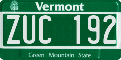 VT license plate ZUC192
