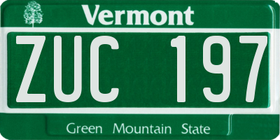 VT license plate ZUC197