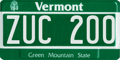 VT license plate ZUC200