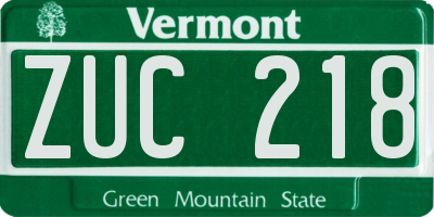 VT license plate ZUC218