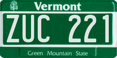 VT license plate ZUC221