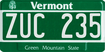 VT license plate ZUC235