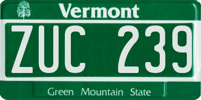 VT license plate ZUC239