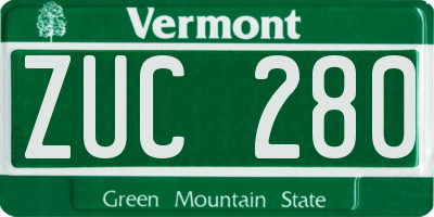VT license plate ZUC280