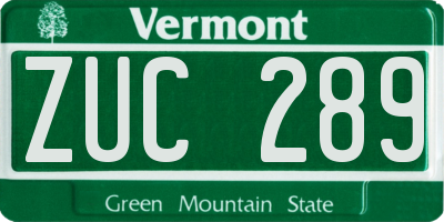 VT license plate ZUC289